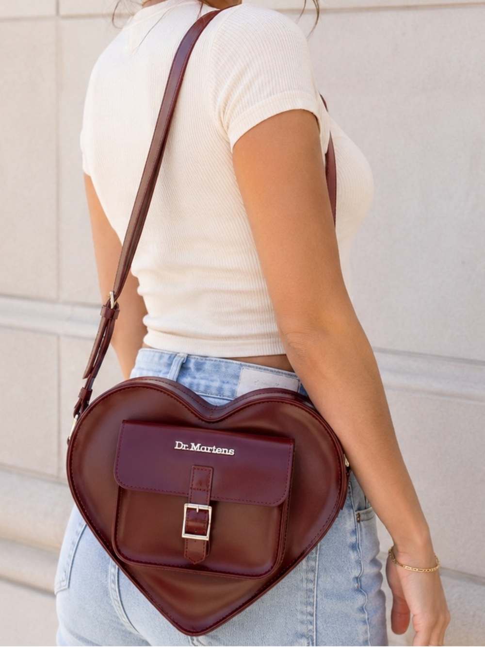 Dr. Martens Heart Crossbody Bag Oxblood Burgundy Leather NWOT